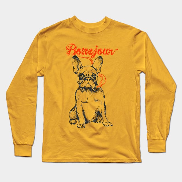 Bonejour Bulldog Long Sleeve T-Shirt by huebucket